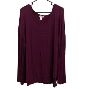 Ambrielle Womens Size XL Long Sleeve Soft Sleepwear Top Round Neck Comfort Shirt